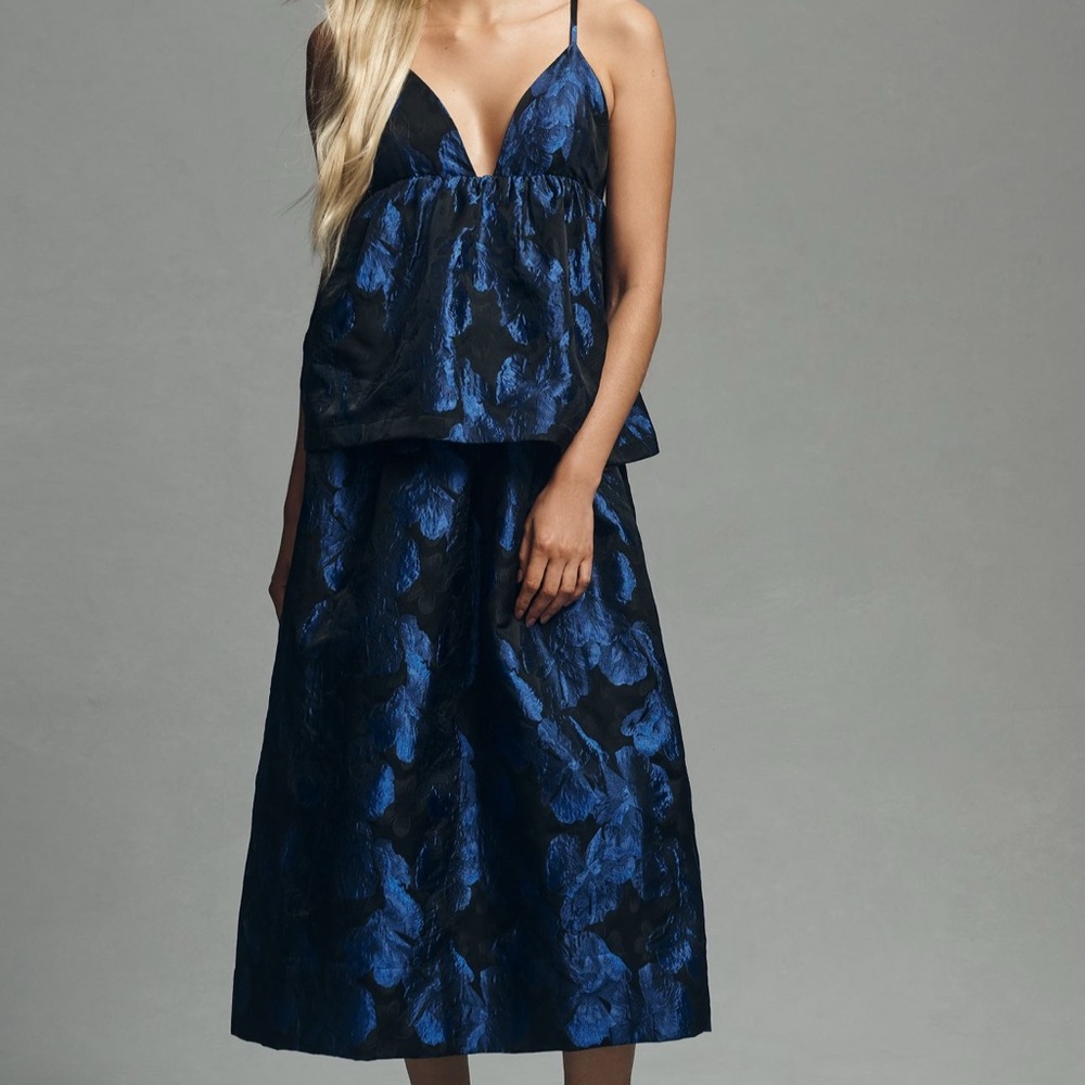 NEW Anthropologie Dress Elegant Blue and Black Women's Size M